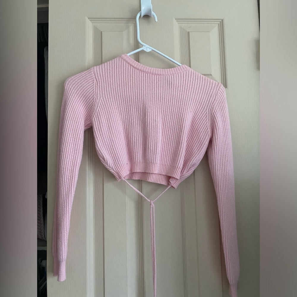 Pink Long sleeve cropped sweater